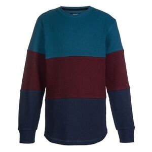 Univibe Big Boys Carrey Color Blocked Thermal T-shirt,Blue,XL